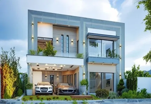 change it to the different materials
do not remove cars
do not change anything,two cars are parked outside a modern style home,modern house,residential house,modern architecture,two story house,leedon