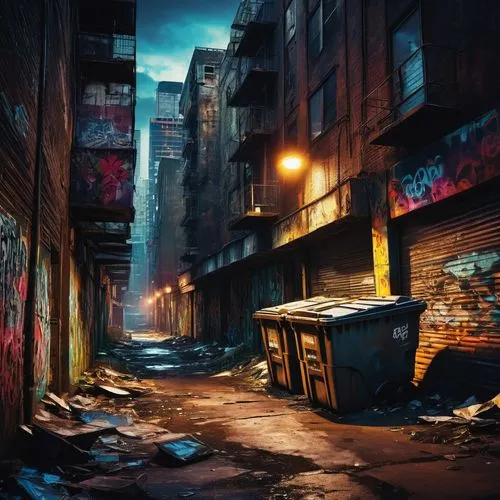 alleyway,alley,slums,slum,blind alley,world digital painting,destroyed city,trash land,street canyon,rescue alley,urban landscape,urban,the street,black city,old linden alley,cartoon video game background,post apocalyptic,alley cat,laneway,kowloon city,Illustration,Realistic Fantasy,Realistic Fantasy 24