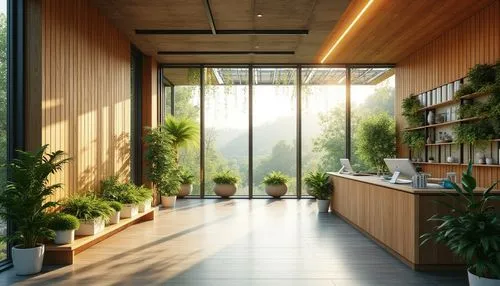 sunroom,hallway space,veranda,greenhouse,greenhut,indoor,zoku,house plants,green living,forest house,home interior,balcony garden,houseplants,modern room,wood window,cedar,kitchen interior,windowsill,hanging plants,kauri,Photography,General,Realistic