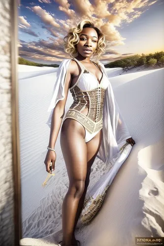 white sand,african american woman,digital compositing,image manipulation,african woman,the sea maid,image editing,nigeria woman,retouching,photomanipulation,photo manipulation,black woman,golden sands,plus-size model,lady honor,beautiful african american women,photoshop manipulation,fashion shoot,beach background,black jane doe