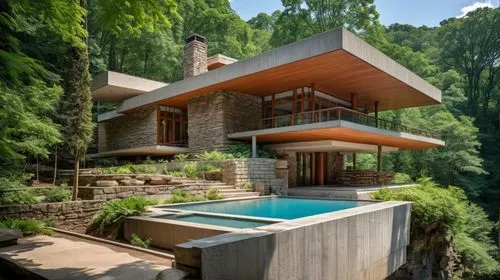 fallingwater,house in the mountains,house in mountains,forest house,pool house,beautiful home,luxury property,modern architecture,landscape design sydney,chalet,modern house,dunes house,mid century ho