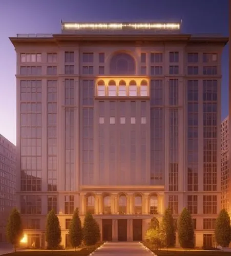 a night time view of a large el with its lights on,rotana,largest hotel in dubai,intercontinental,kempinski,tianjin,takarazuka,Photography,General,Realistic