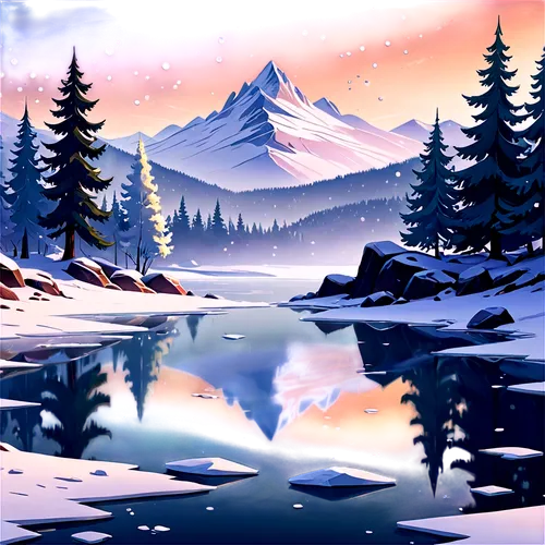 winter background,snow landscape,snowy landscape,winter landscape,christmas landscape,christmas snowy background,winter lake,snowy peaks,landscape background,snowy mountains,ice landscape,snow scene,snow mountains,snow mountain,salt meadow landscape,mountain scene,mountain landscape,christmasbackground,alpine landscape,cartoon video game background,Illustration,Japanese style,Japanese Style 07