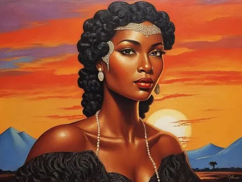 sunset in africa ,tretchikoff,african american woman,african woman,oshun,nubian,beautiful african american women,azilah,black woman,eritrean,teairra,sarafina,afrofuturism,leontyne,kemet,akilah,toccara