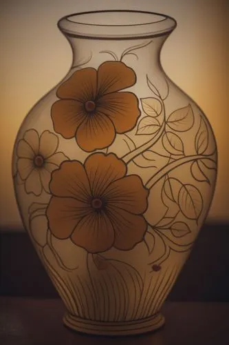 a glass vase with some flowers on it,glass vase,flower vase,vase,wooden flower pot,flowering tea,glass jar,Photography,General,Cinematic