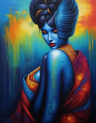 bodypainting,neon body painting,body painting,tretchikoff,viveros,bodypaint,mystique,oil painting on canvas,blue painting,welin,flamenca,pintura,grafite,geisha girl,blue hawaii,emic,art painting,paschke,blue enchantress,baoshun,Illustration,Realistic Fantasy,Realistic Fantasy 25