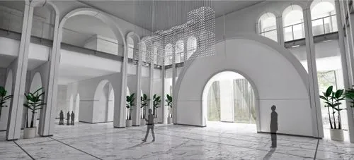 3d rendering,sketchup,render,archways,candelabras,3d render,3d rendered,wedding hall,entrance hall,white temple,white room,transept,narthex,cloistered,orangery,revit,pillars,cloister,renderings,islamic architectural