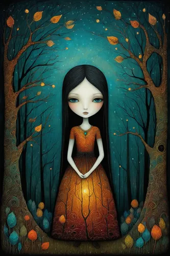 girl with tree,halloween illustration,autumn icon,pumpkin autumn,mystical portrait of a girl,wooden doll,autumn idyll,girl picking apples,fairy tale character,the girl next to the tree,the autumn,girl in the garden,girl in a wreath,the enchantress,the little girl,faerie,autumn frame,dryad,pierrot,marionette,Illustration,Abstract Fantasy,Abstract Fantasy 19