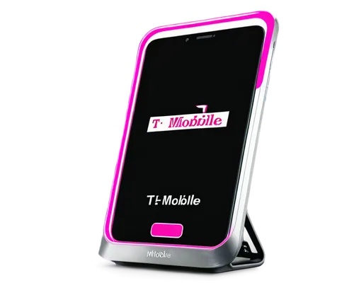 T-Mobile logo, smartphone, sleek design, silver edges, vibrant magenta color, high-gloss screen, front camera lens, speaker grille, power button, volume rocker, 3/4 composition, shallow depth of field