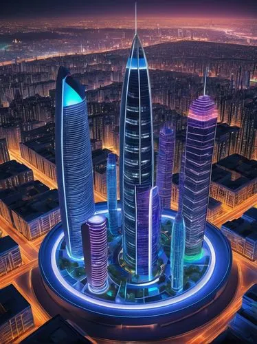 cybercity,futuristic architecture,cybertown,dubay,dubia,cyberport,megacorporation,guangzhou,megapolis,megacorporations,futuristic landscape,dubai,tallest hotel dubai,coruscant,capcities,doha,supertall,arcology,fantasy city,urban towers,Illustration,Abstract Fantasy,Abstract Fantasy 06