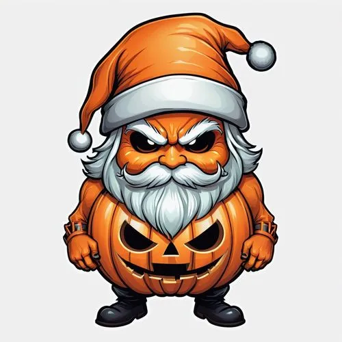 scared santa claus,halloween vector character,santaji,halloween pumpkin gifts,garrison,santaland,Illustration,Abstract Fantasy,Abstract Fantasy 11