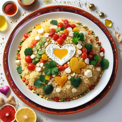 couscous,corn salad,freekeh,lemon rice,tabbouleh,israeli salad,yeung chow fried rice,special fried rice,arborio rice,bulgur,quinoa,kawaii food,khichdi,pilaf,cheese wheel,thai fried rice,mixed rice,nasi goreng,salad plate,creamed corn,Illustration,Japanese style,Japanese Style 04