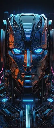 Transformer encoder, neural network, artificial intelligence, futuristic background, metallic surfaces, glowing blue lines, circuits, wires, microchips, motherboard, CPU, GPU, RAM, futuristic lab, rob