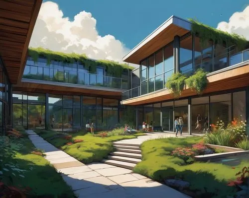 landscaping,streamwood,grass roof,landscaped,modern house,greenhouse,forest house,roof landscape,green living,residential,dreamhouse,modern architecture,lofts,luxury home,home landscape,teahouse,cubic house,retirement home,greenery,greenspace,Conceptual Art,Oil color,Oil Color 04