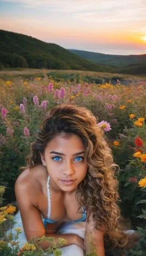 beautiful girl with flowers,girl in flowers,girl on the dune,flower field,wilkenfeld,wildflower