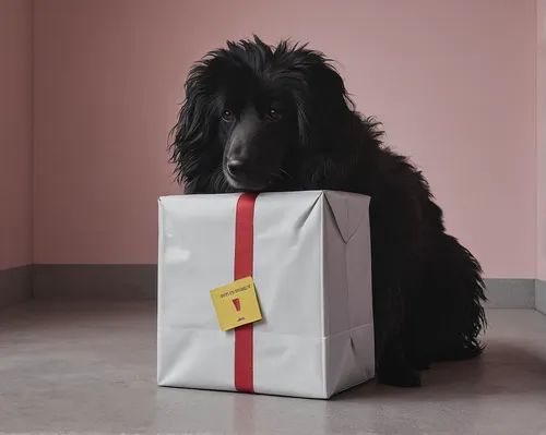 flat-coated retriever,black russian terrier,pont-audemer spaniel,gift wrapping,catalan sheepdog,pet vitamins & supplements,special delivery,gift wrap,gift bag,parcel mail,parcel post,skye terrier,field spaniel,package delivery,a gift,dog-photography,boykin spaniel,christmas packaging,dog photography,pet black,Photography,Documentary Photography,Documentary Photography 20