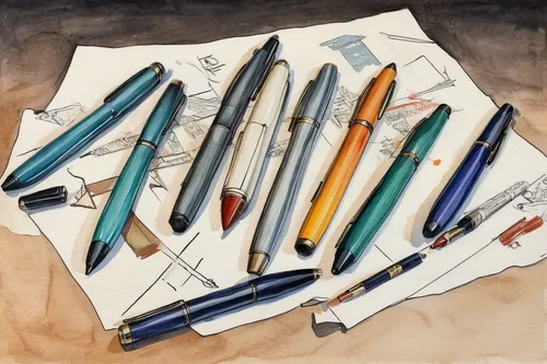 In a dimly lit attic, a collection of antique inktober pens lies forgotten, waiting to be rediscovered.,fountain pens,writing implements,writing utensils,fountain pen,count of faber castell,stationery