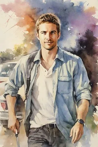 velozes e furiosos o filme paul walker,oil painting on canvas,watercolor background,gosling,gale,watercolor painting,photo painting,oil on canvas,watercolor,oil painting,star-lord peter jason quill,th