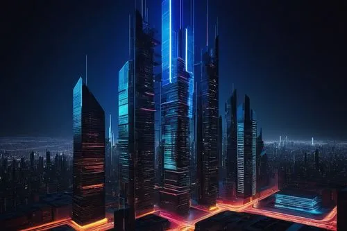 cybercity,cybertown,cyberport,futuristic landscape,futuristic,futuristic architecture,tron,coruscant,cyberpunk,cybertron,metropolis,skyscraper,ctbuh,sci - fi,hypermodern,guangzhou,electric tower,capcities,the skyscraper,megacorporation,Illustration,Retro,Retro 04