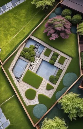 japanese zen garden,landscaped,gardens,grass roof,zen garden,start garden,3d rendering,garden design sydney,roof landscape,parterre,vegetable garden,artificial grass,greenhouses,landscape design sydney,isometric,garden pond,green garden,landscape designers sydney,garden elevation,greenhouse