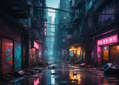 alleyway,cyberpunk,shanghai,hanoi,alley,hong kong,taipei,kowloon,world digital painting,slum,kowloon city,tokyo city,shinjuku,tokyo,bangkok,hk,colorful city,urban,blind alley,vapor,Illustration,Black and White,Black and White 29