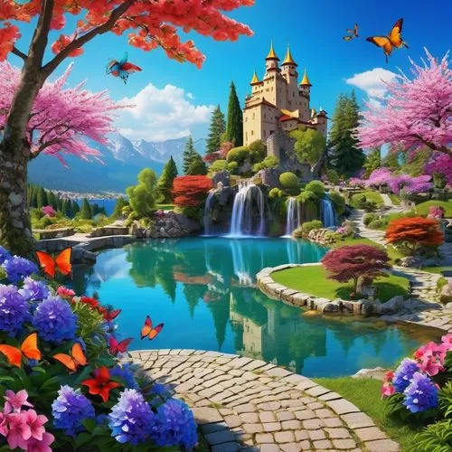 landscape background,nature background,fantasy picture,cartoon video game background,nature wallpaper,fairy world,Photography,General,Realistic