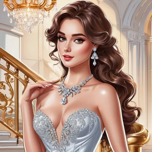 bridal jewelry,bridal accessory,diamond jewelry,bridal clothing,romantic portrait,wedding dresses,princess sofia,princess' earring,romantic look,bridal,wedding gown,silver wedding,bridal dress,diadem,ball gown,fairy tale character,debutante,comely,cinderella,wedding dress,Unique,Design,Sticker