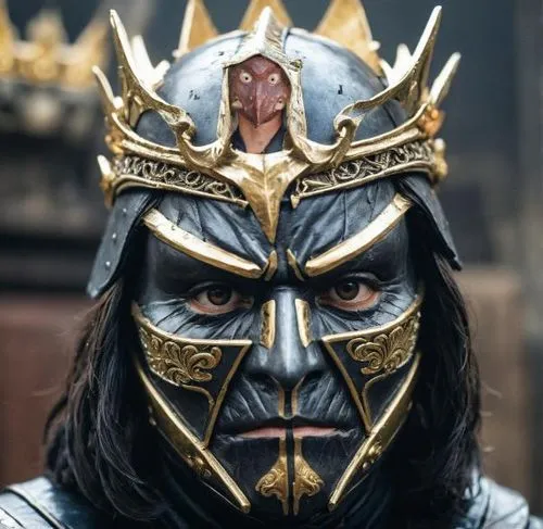 Corvo, mask, head, armor, crown, japanese, thriller,iron mask hero,king caudata,cent,gold mask,bordafjordur,poseidon god face,viking,king of the ravens,king crown,warlord,golden mask,odin,loki,sparta,