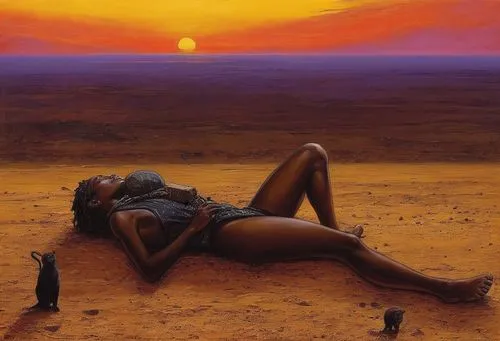 sunset in africa ,barsoom,arrakis,mcquarrie,scorched earth,girl on the dune,desert,binti,afrofuturism,red sand,dune,red planet,sossusvlei,sahara,tassili n'ajjer,capture desert,namib desert,hildebrandt