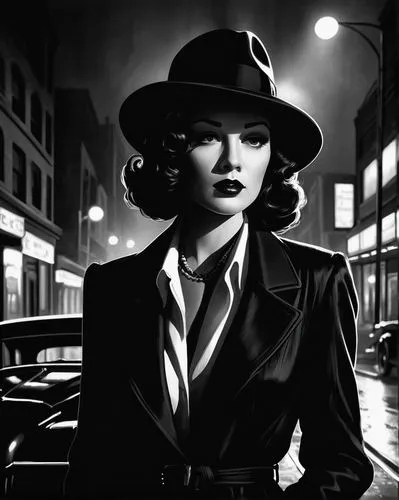 film noir,gene tierney,black hat,hedy lamarr-hollywood,femme fatale,art deco woman,joan crawford-hollywood,cigarette girl,hedy lamarr,black city,jane russell-female,detective,ann margarett-hollywood,retro woman,katherine hepburn,1940 women,anna may wong,dita,hat retro,spy visual,Illustration,Paper based,Paper Based 01