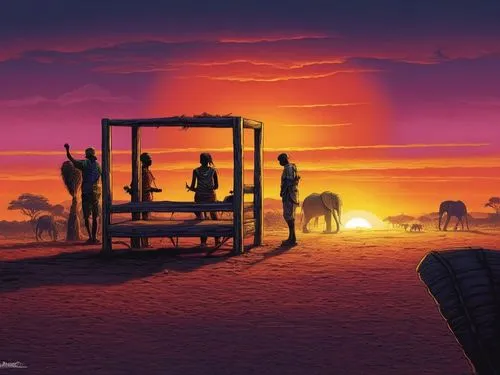 world digital painting,hossein,africa,ox cart,mostovoy,capture desert,fantasy picture,evening atmosphere,maghreb,afrika,hosseinian,east africa,camelride,shadow camel,namibia,romantic scene,horse herder,the gobi desert,cowboy silhouettes,camels,Illustration,Realistic Fantasy,Realistic Fantasy 25