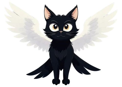 hollyleaf cherry,magpie cat,capricorn kitz,jiji the cat,black angel,schipperke,cat vector,corvus,pet black,harpy,black cat,gryphon,corvid,corvin,corvidae,crow-like bird,black raven,griffin,crow,cat child,Illustration,Japanese style,Japanese Style 06