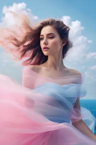 little girl in wind,image manipulation,the wind from the sea,self hypnosis,divine healing energy,digital compositing,portrait background,gracefulness,wind wave,whirling,mystical portrait of a girl,win