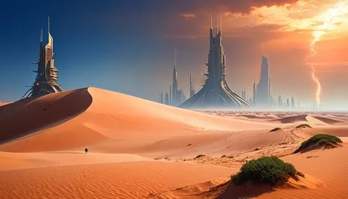 futuristic landscape,geonosis,wildstar,gallifrey,dune landscape,farpoint,desert planet,arrakis,barsoom,extrasolar,cardassia,dune,tatooine,wastelands,theed,cosmodrome,desert desert landscape,coruscant,desert landscape,homeworlds,Conceptual Art,Sci-Fi,Sci-Fi 19