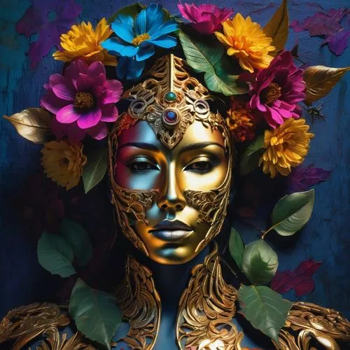 venetian mask,golden mask,masquerade,baoshun,gold mask,oshun,golden wreath,diablada,bodypainting,kinnara,headdress,beltane,bronze sculpture,efik,diwata,png sculpture,headpiece,mascarade,shamanic,ashkali,Photography,Artistic Photography,Artistic Photography 08