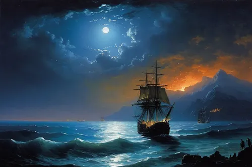 """Aivazovsky painting.  It has always made me think of the words by Elie Wiesel; """"Night is purer than day; it is better for thinking and loving and dreaming.  At night everything is more intense, 