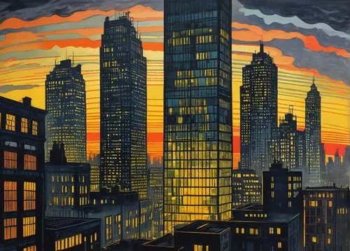 david bates,goodsell,feitelson,gangloff,city scape,cityscapes,burchfield,chrysler building,hildebrandt,bluemner,mcnamara,tishman,cityscape,new york skyline,evening city,waksman,manhattan skyline,skyscrapers,wilonsky,linocuts,Art,Artistic Painting,Artistic Painting 50