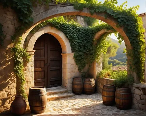 wine barrel,wine barrels,hobbiton,winery,winegardner,castle vineyard,inglenook,doorways,archways,wine growing,vineyard,wine-growing area,garden door,wine region,stone gate,vineyards,silvaner,farm gate,winemaker,vintner,Photography,Artistic Photography,Artistic Photography 10