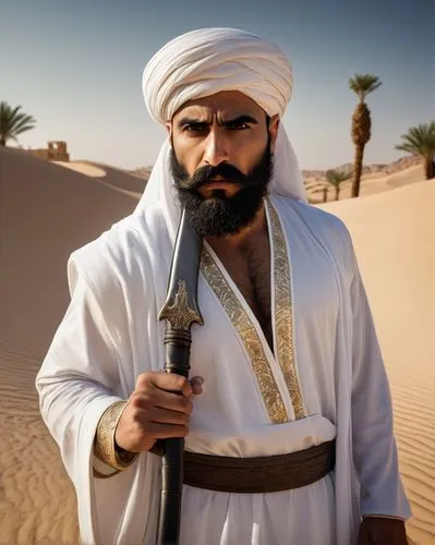 bedouin,arab,middle eastern monk,pure arab blood,pure-blood arab,orientalism,zoroastrian novruz,sultan,arabian,united arab emirate,desert background,capture desert,turban,sheikh,khorasan wheat,tutankhamun,biblical narrative characters,dubai desert,arabia,sikh,Illustration,Abstract Fantasy,Abstract Fantasy 04