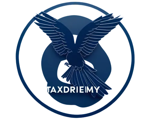 Taxidermy logo, minimalist design, modern font, bold letters, golden ratio composition, simple yet striking, owl or eagle mascot, subtle texture, gradient effect, dark blue and white color scheme, 3D 