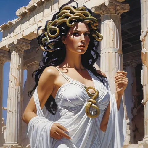 medusa,athenian,athena,greek mythology,aphrodite,athene brama,artemisia,greek myth,ephesus,cybele,caryatid,gorgon,justitia,hellenic,cleopatra,medusa gorgon,goddess of justice,hellas,ancient greek temple,kourion,Conceptual Art,Fantasy,Fantasy 20