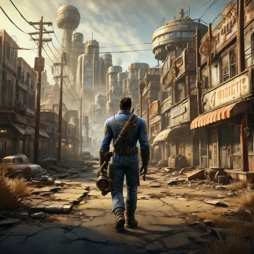 fallout4,post apocalyptic,wasteland,fallout,post-apocalyptic landscape,post-apocalypse,fresh fallout,apocalyptic,ghost town,concept art,destroyed city,world digital painting,background image,dystopian