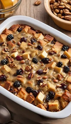 an image of a dessert in a dish,clafoutis,clafouti,bread pudding,foccacia with olives,focaccia,tarte flambée,Photography,General,Realistic