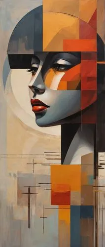 art deco woman,transistor,cubism,james handley,woman thinking,meticulous painting,abstract painting,mondrian,woman face,art deco,abstract artwork,decorative figure,carol m highsmith,head woman,italian painter,abstraction,brushstroke,steve medlin,woman's face,selanee henderon,Art,Artistic Painting,Artistic Painting 44