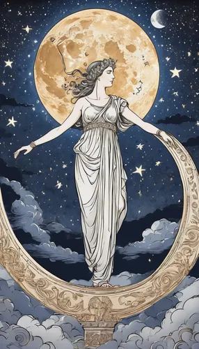 constellation lyre,kate greenaway,zodiac sign libra,greek myth,moon phase,harmonia macrocosmica,celestial body,ophiuchus,horoscope libra,celestial bodies,the zodiac sign pisces,cybele,phase of the moon,greek mythology,jupiter moon,athena,geocentric,galilean moons,herfstanemoon,artemis,Conceptual Art,Fantasy,Fantasy 23