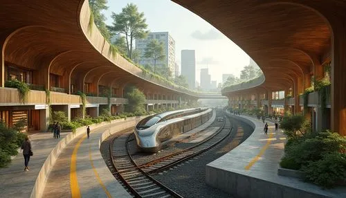 heatherwick,elevated railway,masdar,transbay,skyrail,metrolinx,europan,urban design,difc,chengdu,megaproject,skytrains,esteqlal,maglev,kunming,sky train,futuristic architecture,songdo,shenzen,renderings,Photography,General,Realistic