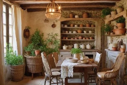 provencal life,provencal,tearoom,locanda,breakfast room,vintage kitchen,trattoria,dining room,country cottage,provencale,provence,astier,rustic,inglenook,masseria,antiquaires,kitchen interior,dining table,the kitchen,teashop,Illustration,Paper based,Paper Based 10