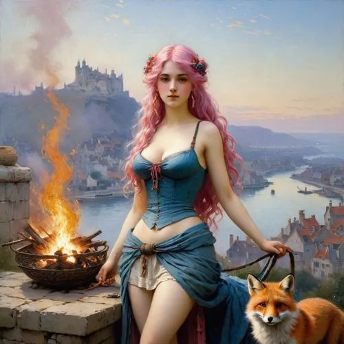 fantasy picture,fantasy art,fantasy portrait,kupala,fireheart,fantasy woman,Art,Classical Oil Painting,Classical Oil Painting 32