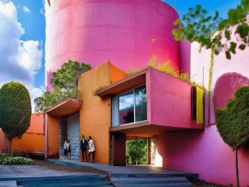 athens art school,casa fuster hotel,cube house,colorful facade,cubic house,guggenheim museum,eco hotel,pink elephant,cube stilt houses,smart house,modern architecture,landscape designers sydney,pink t