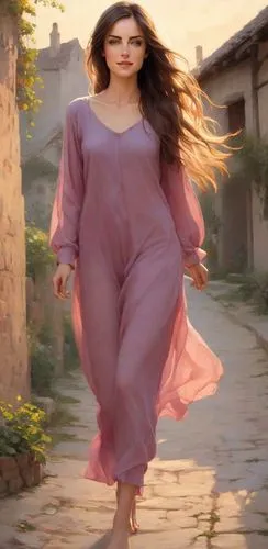 side view: (barefoot, bare feet, bare soles) dreamy expression, natural proportions, long shoulderlong hair, stylish open hair, natural lips, pale lips, dainty delicate graceful tender, medium small b